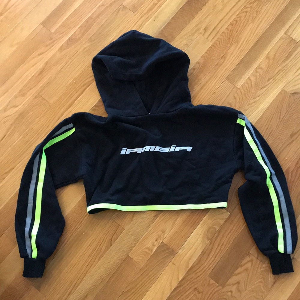 I am gia cropped neon stripe “mercury” hoodie